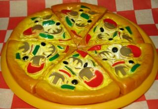 Realistic Play Fun Food Pizza Hut Pepperoni Supreme 6 Mini Slices Rubber Prop
