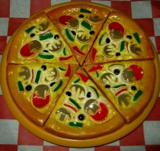 Realistic Play fun food Pizza Hut Pepperoni supreme 6 mini Slices Rubber Prop 2