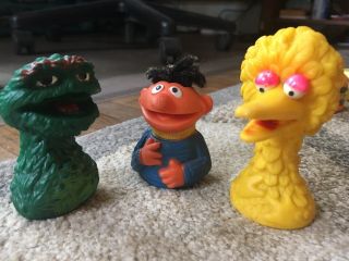 Vintage Sesame Street Finger Puppets Bert Ernie Oscar Big Bird