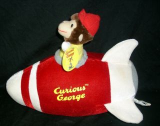 10 " Curious George In Airplane Plane Stuffed Animal Plush Toy Network W/ Tag