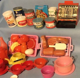 Vintage Small Toy Pretend Play Store Food Dishes Doll Size Novelty Item