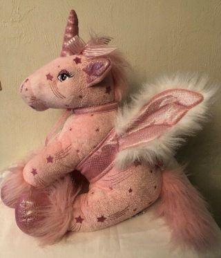Build a Bear Unicorn Shooting Star Pink Sparkles Stuffed Plush Soft 14 