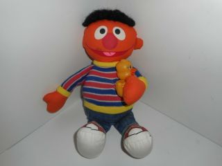 Vintage 80s Applause Sesame Street Ernie & Rubber Ducky Plush Toy 12 "