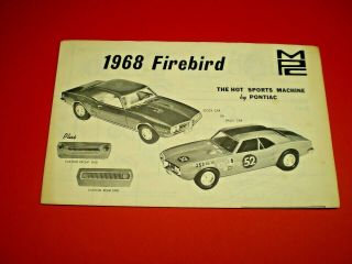 Mpc 1968 Pontiac Firebird Model Car Instruction Sheet L@@k