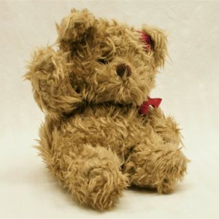Vintage 1980s Korea - Smile International Teddy Bear Plush Stuffed Toy W/ Rose