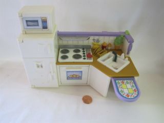 Fisher Price Loving Family Dollhouse Kitchen Unit Stove Oven Microwave Fridge