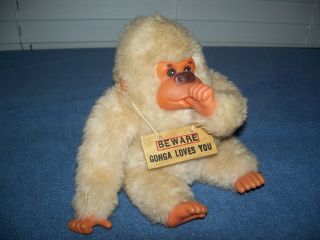 Vintage 1977 Beware Conga Loves You Thumb Sucking Plush Stuffed Gorilla by Russ 2