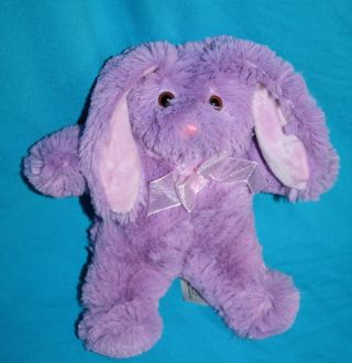 Animal Adventure Purple Plush Easter Bunny Rabbit 9 " Bow Soft Toy 2015 Stuffed