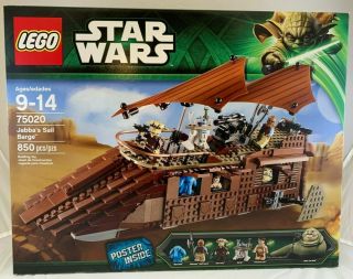 75020 Lego Star Wars Jabbas Sail Barge Slave Leia R2d2 850 Pc Set Retired