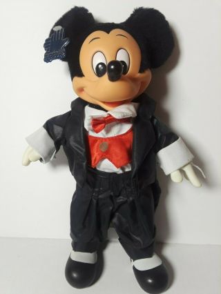 Vintage 80s Applause Plush 11 " Disney Dress Ups Hollywood Mickey Mouse In Tuxedo
