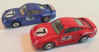 Hot Wheels Vintage Porsche 959 Red 1990 And Blue Mattel Toy Club Only 1989