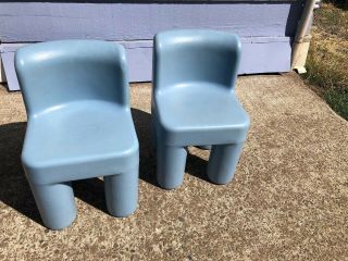 2 Vintage Little Tikes Chairs Child Size Blue Chunky