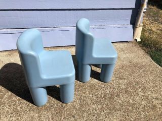 2 Vintage Little Tikes Chairs Child Size Blue Chunky 2