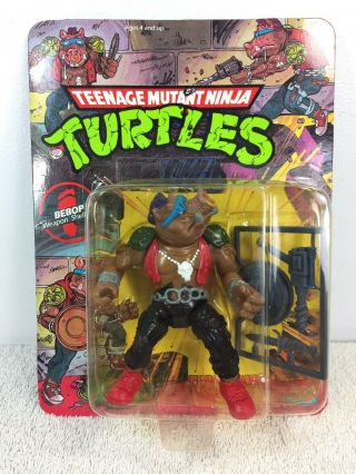 1988 Tmnt Teenage Mutant Ninja Turtles Bebop Action Figure Moc Unpunched 10 Back