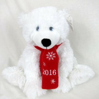 North Pole Trading Co Plush Polar Bear Christmas 2016 White Stuffed Animal 12 "