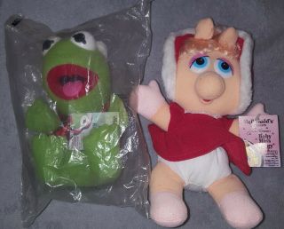 Christmas Muppet Babies Miss Piggy & Kermit Plush Dolls Mcdonald 