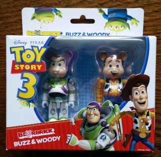 Very Rare Medicom Toy Bearbrick Toy Story 3 Buzz Lightyear & Woody Bearbrick Set