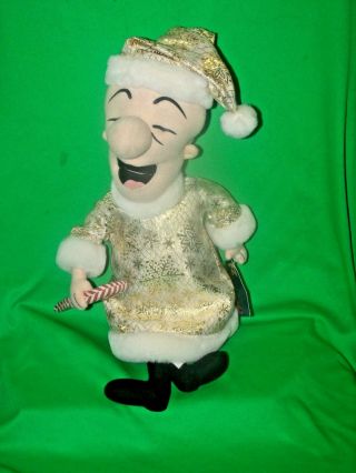 Plush Mr.  Magoo Christmas Doll Toy With Candy Cane