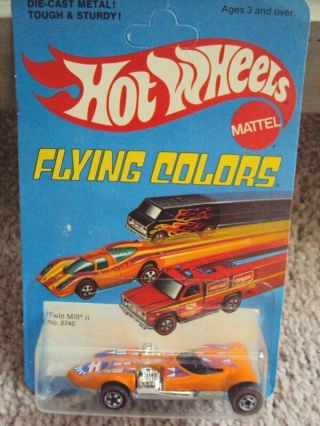 Hot Wheels Redline Twinmill Ii On Flying Colors Card,  1975