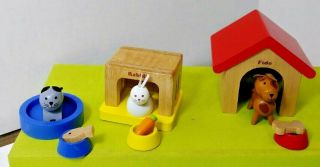 Hape Doll House Pet Dog Rabbit Cat House