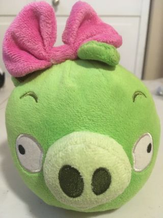 Angry Bird 5” Green Pig Pink Bow With Sound Commonwealth Plush Bad Piggies