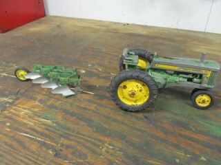 Vintage Ertl John Deere 620 Toy Tractor And Three Point Plow 520 720