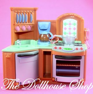 Fisher Price Loving Family Dollhouse Premium Brown Kitchen Stove Oven Sink