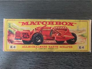 Vintage Lesney Matchbox King Size K - 6 Allis - Chalmers Earth Scraper
