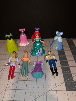 Disney Princess Magiclip Magic Clip Polly Pocket Dolls Glitter Dresses Prince
