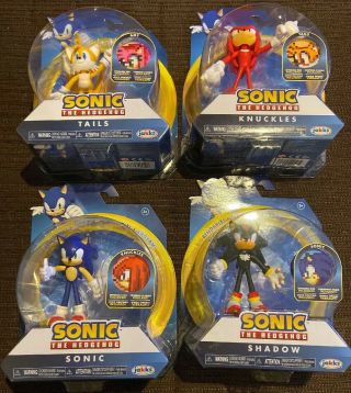 Sonic The Hedgehog Set Of 4 4” Action Figures Sonic Knuckles Tails Shadow Jakks