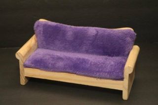 Kidkraft Doll Furniture Purple Sofa Couch Wooden Fabric Barbie Fits On 8.  5 " Long
