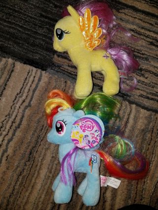 Ty My Little Pony (2) Sparkle Rainbow Dash With Tags And Fluttershy