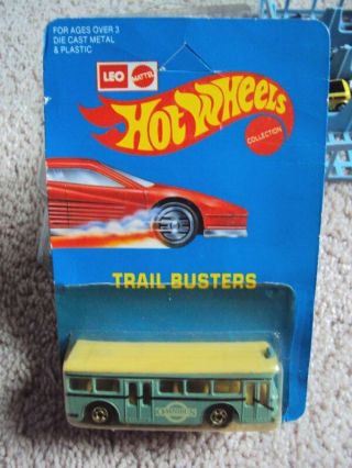 Hot Wheels Leo India Trail Busters Single Decker Bus In Green,  On Card