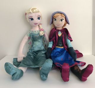 Disney Frozen Queen Elsa & Anna Plush Dolls Large Stuffed Toy 28”