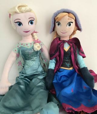 Disney Frozen Queen Elsa & Anna Plush Dolls Large Stuffed Toy 28” 2