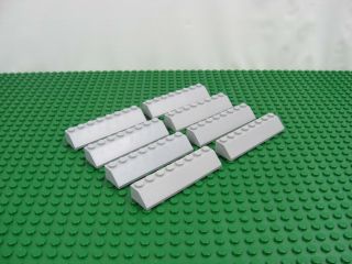 8x Lego Light Bluish Gray Slope 45 2 X 8 Roof Top House 6456 5975 4445