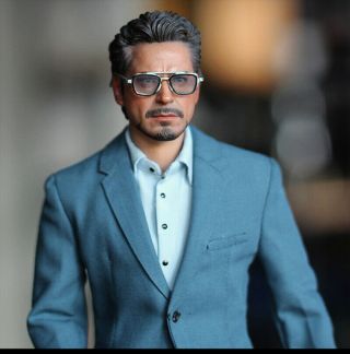 Mk100 1/6 Iron Man Tony Stark Blue Casual Suit Jeans Clothes Set Model