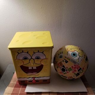 Sponge Bob Waste Basket With Lid And Soccer Ball