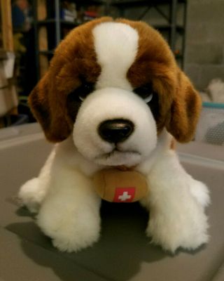 2012 Toys R Us St Bernard Barrel Puppy Dog Soft Stuffed Plush Animal 13 "