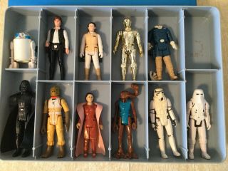 1977 Star Wars Mini - Action Figure Collectors Case Kenner With Insert and figures 3