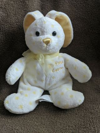 Walmart White Bunny Rabbit My First Easter Yellow Polka Dot Plush Lovey Stuffed
