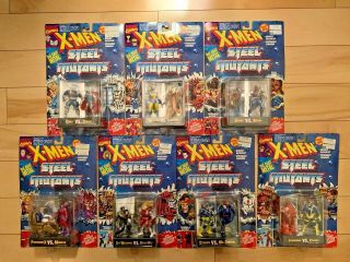 Vintage 1994 X - Men Steel Mutants Toybiz Set Of 7 Die Cast Metal Figures Marvel
