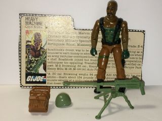 Vintage Gi Joe 1984 Roadblock Complete Minty Machine Gun Pack Tripod File Card