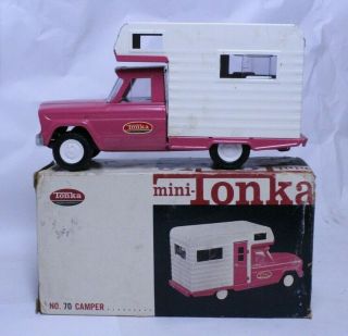 Vintage Pressed Steel Tonka No.  70 Pink Jeep Camper Truck Nib