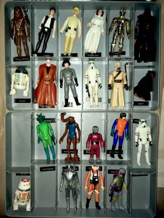 Vintage Star Wars 1977 Mini - Action Figure Collectors Case W 20 Figures 16 Ass
