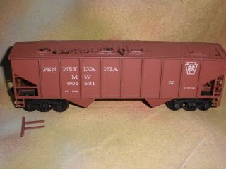 2 O - Scale 2 - Rail Weaver Pennsylvania MOW 2 - Bay Hopper Cars w.  Covers 2