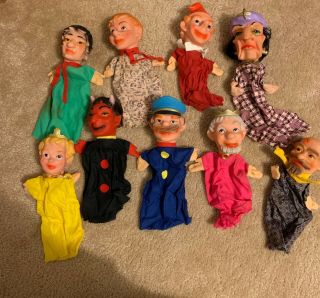 Vintage Mr.  Rogers Hand Puppets,  Various Characters,  Set Of Nine