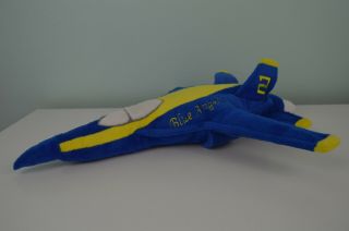 Blue Angels Us Navy Jet Airplane Plush Stuffed Toy Yellow Blue Plane 16 "