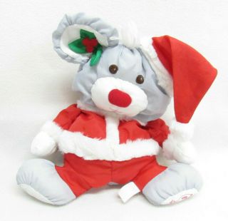 Vtg Fisher Price Puffalump Mouse Christmas Santa Stuffed Plush