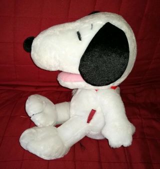 Just Play LAUGHING SNOOPY White Black 12in Plush Puppy Dog 2015 Red Collar 2